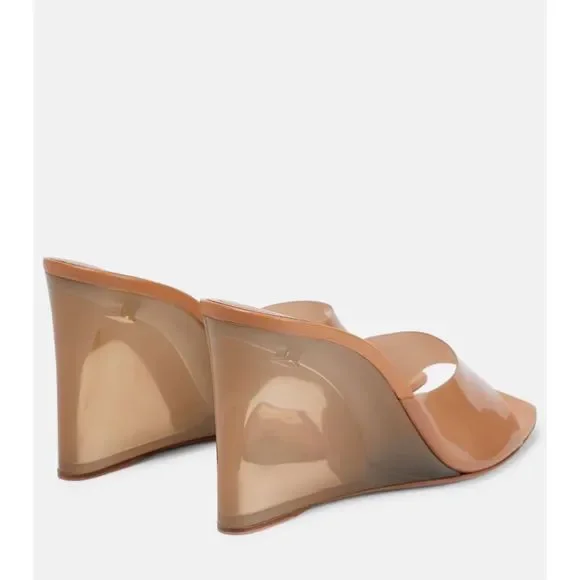 Amina Muaddi Lupita 95 PVC wedge sandals EU37.5/US7.5 $1105 - Picture 5 of 13